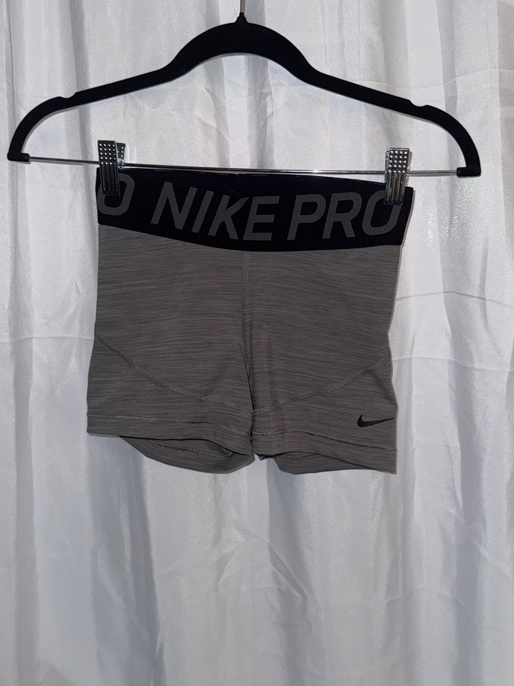 Nike Pro Gray Women's Bike Shorts with Black Waistband